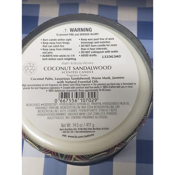 BBW UNITY Coconut Sandalwood Large 3 Wick Candle - Love Grow Together Strong - Picture 5 of 5